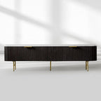 Finnley Luxurious Marble Stone Top Buffet Sideboard Wood Low TV Stand Cabinet Media Console television Storage Side Unit