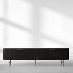Finnley Luxurious Marble Stone Top Buffet Sideboard Wood Low TV Stand Cabinet Media Console television Storage Side Unit