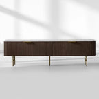 Finnley Luxurious Marble Stone Top Buffet Sideboard Wood Low TV Stand Cabinet Media Console television Storage Side Unit