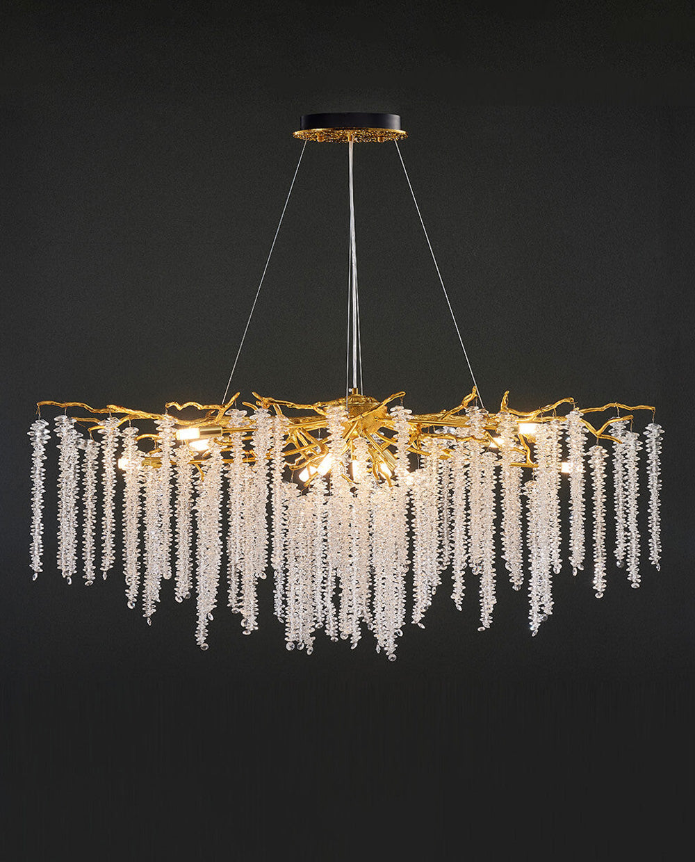 48-72 Inch Modern Linear Crystal Chandelier for Dining Room Gold Tree Branch Chandelier