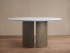 Saint Germain Round Dining Table with Marble Top Wood Dauphine Base