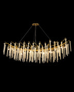 Lustre de salle à manger moderne en cristal et branches d'arbre, d'une longueur de 48 à 72 pouces.