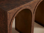 Hattie Wood Console Entryway Table with Natural Burl Veneers Arch Design Hallway Entrance Table