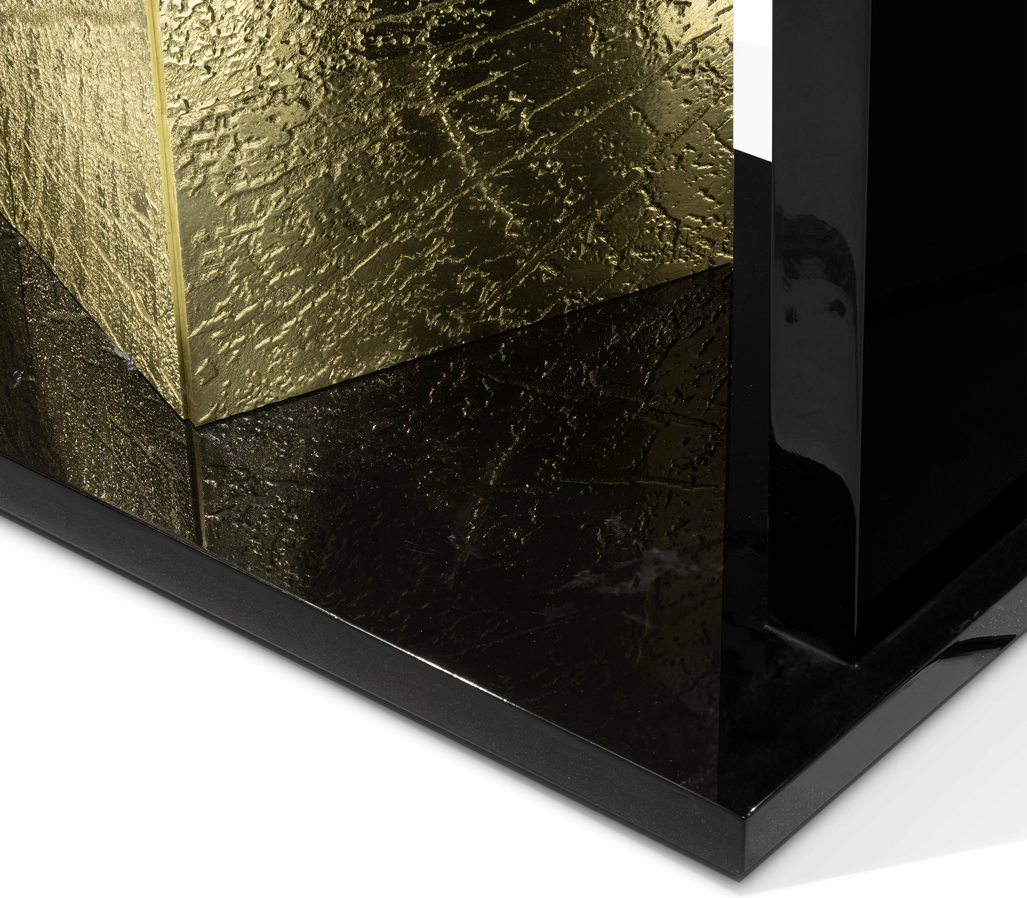 Luxury Double-Sided Bookcase with LED Lighting, Marble Shelves & Display Storage