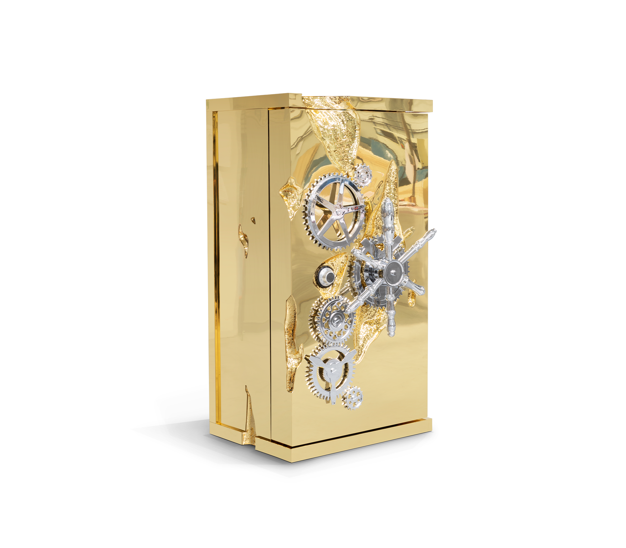 Luxury Collectible Vault Safe with Gold-Plated Finish & Secret Dial Lock System