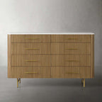 Finnley Wood Eight-Drawer Dresser with Marble or Bluestone Top Rural Chest Of 8-Drawers Cabinet
