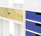 Luxury Glass Display Cabinet with Brass Accents, Curio Storage & Designer Shelving
