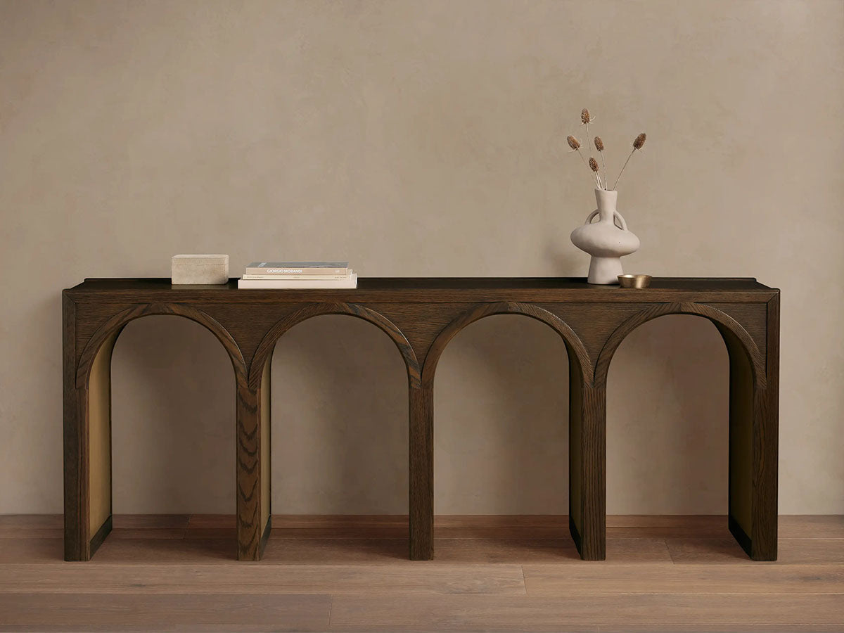 Console d'entrée Hattie en chêne massif, style rustique