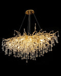 47 Inch Modern Dining Chandelier Gold Tree Branch Chandelier Clear Glass Drop Chandelier Light