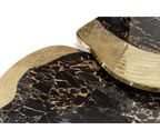 Luxury Calacatta Marble Coffee Table with Black Sculptural Base & Modern Design