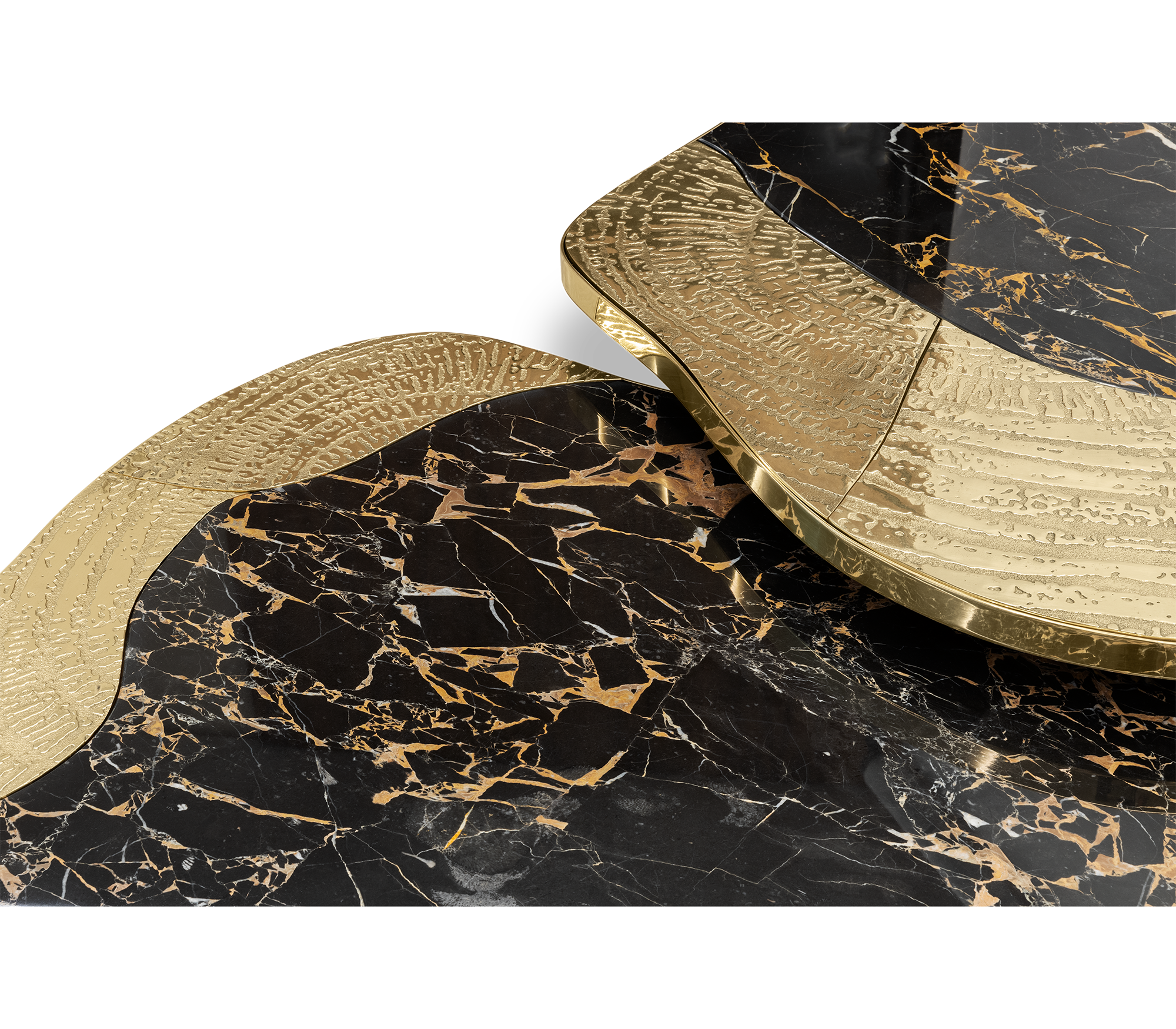 Luxury Calacatta Marble Coffee Table with Black Sculptural Base & Modern Design