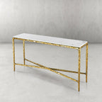 Thaddeus Metal Rectangle Marble Console Table Hand-Forged Entryways Entrance Table
