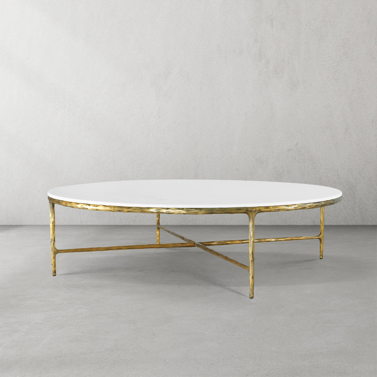 Thaddeus Metal Marble Round Coffee Table Hand-Forged Style O & X Living Sofa Center Tea Table