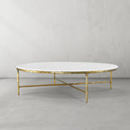 Thaddeus Metal Marble Round Coffee Table Hand-Forged Style O & X Living Sofa Center Tea Table
