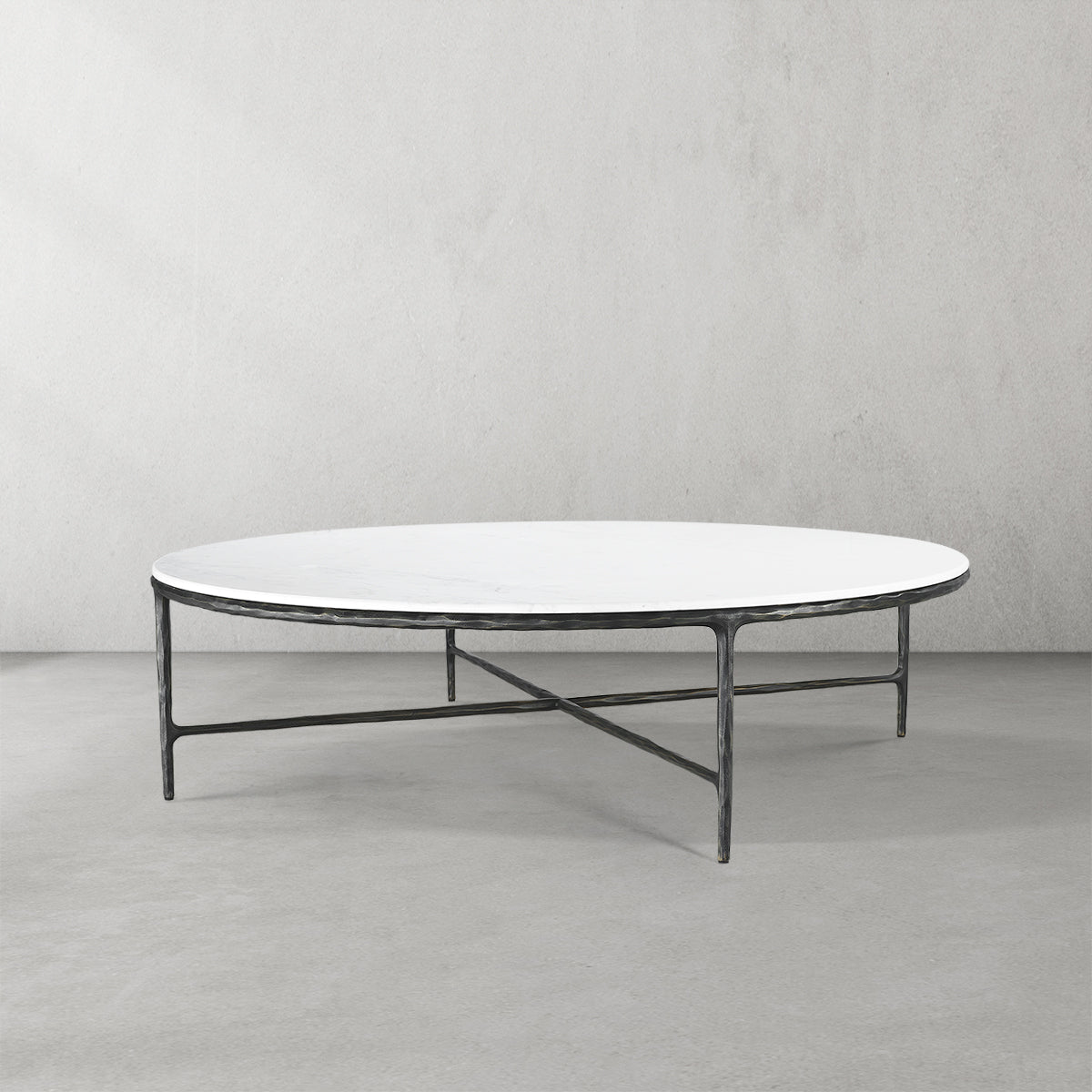 Thaddeus Metal Marble Round Coffee Table Hand-Forged Style O & X Living Sofa Center Tea Table