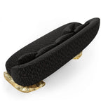 Luxury Sculptural Sofa with Polished Hammered Brass Base & Organic Curved Design