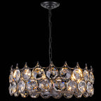 Lustre de luxe en métal noir et cristal, 61 x 61 x 21 cm, avec chaîne de suspension de 100 cm – Luminaire décoratif élégant