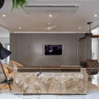 Luxury Versailles Inspired Sofa with Sculpted Resin Wood Frame, Velvet Pillows & Acrylic Legs