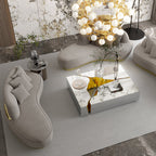 Luxury Swan Lake Inspired Sofa with Sculptural Brass Frame & Asymmetric Design