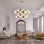 Luxury Imperfect Sculptural L-Shaped Modular Sofa with Ottoman & Polished Brass Design