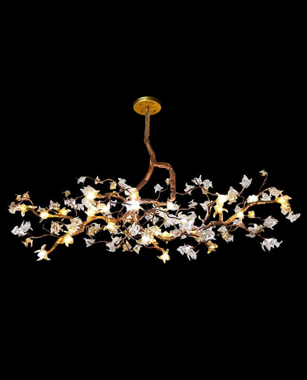 47'' Vintage Brass Tree Branch Chandelier Retro Floral Pendant Hanging Light