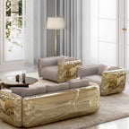 Luxury Imperfect Sculptural Armchair with Hammered Brass Frame & Artistic Design