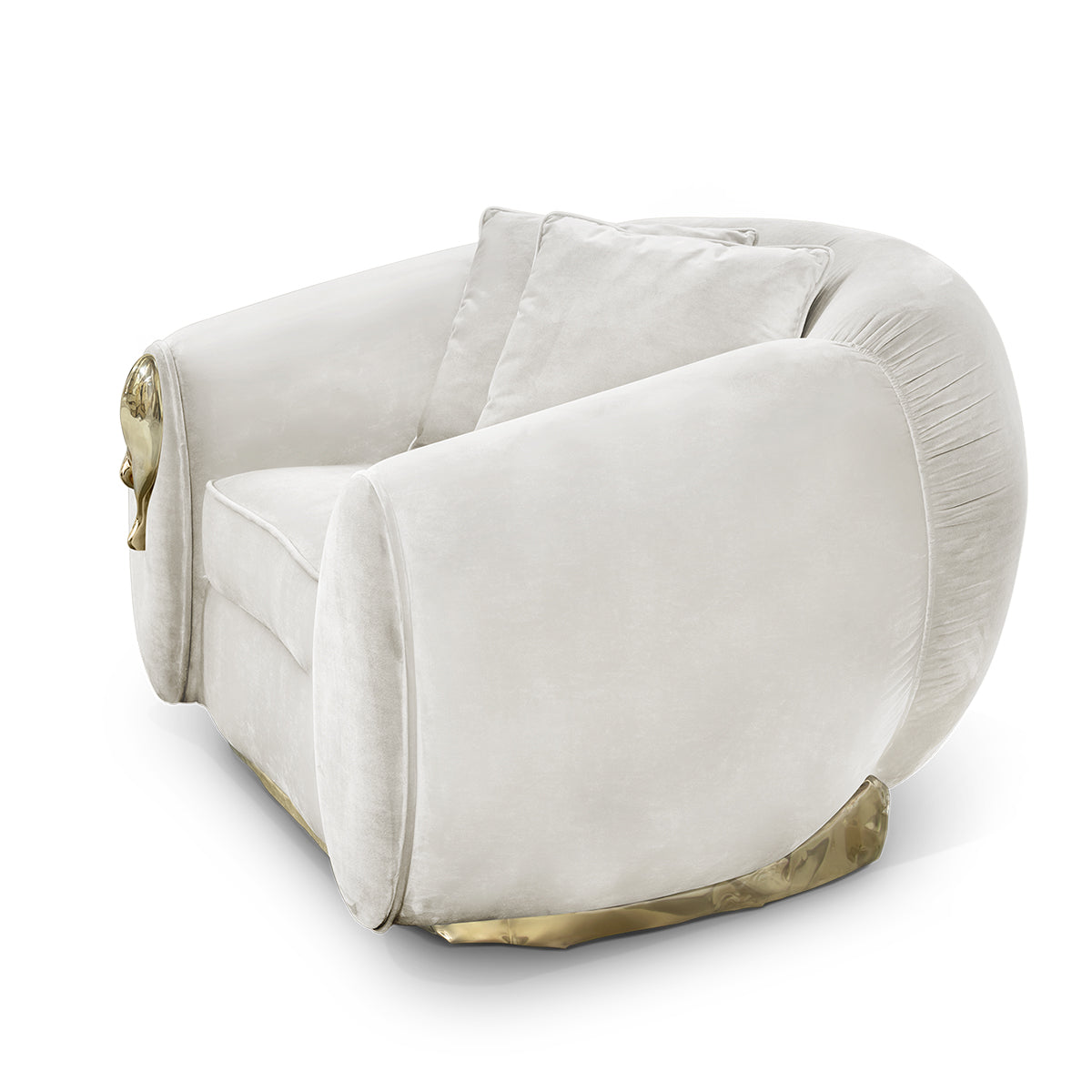 Luxury Sculptural Armchair with Polished Brass Accents & Vintage Contemporary Design