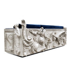 Luxury Versailles Inspired Sofa with Sculpted Resin Wood Frame, Velvet Pillows & Acrylic Legs