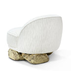 Luxury Sculptural Armchair with Polished Hammered Brass Base & Organic Curved Design