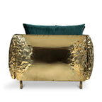 Luxury Imperfect Sculptural Armchair with Hammered Brass Frame & Artistic Design