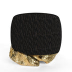 Luxury Sculptural Armchair with Polished Hammered Brass Base & Organic Curved Design