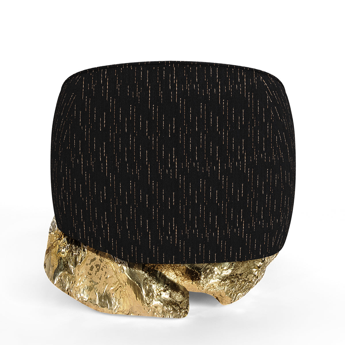 Luxury Sculptural Armchair with Polished Hammered Brass Base & Organic Curved Design