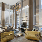 Luxury Imperfect Sculptural Armchair with Hammered Brass Frame & Artistic Design