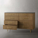 Finnley Wood Eight-Drawer Dresser with Marble or Bluestone Top Rural Chest Of 8-Drawers Cabinet