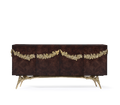 Luxury Walnut Burl Sideboard Buffet Cabinet with Hand-Carved Floral Doors & Storage