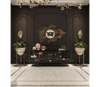 Luxury Black Sideboard Cabinet with Geometric Design & Hidden Storage