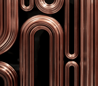 Luxury Bar Cabinet with Brass Tube Design, Glass Shelves & Hidden Storage