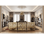 Luxury Anodized Metal Sideboard Cabinet with Pixel-Inspired Design & Hidden Storage