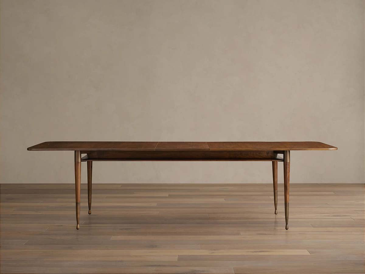 Ross Extension Dining Table with Solid Walnut Wood Self-Storing Leaf Mid-Century Style