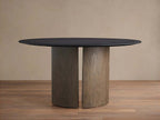 Saint Germain Round Wood Dining Table with Solid Oak & Oak Veneers Wood Dauphine Base