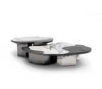Luxury Calacatta Marble Coffee Table with Black Sculptural Base & Modern Design