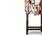 Luxury Hand-Painted Tile Cabinet with Mirrored Details & Collector Storage