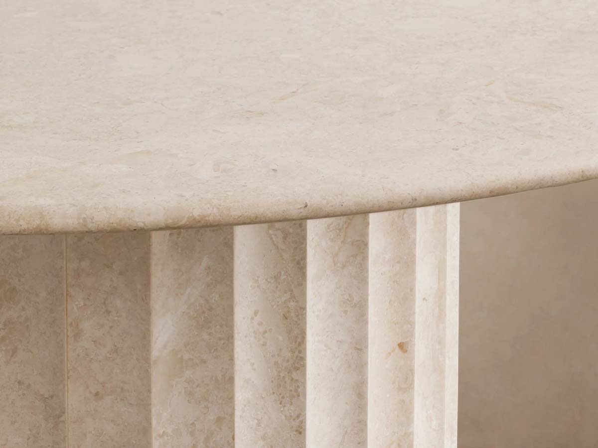 Danae Round Dining Table with Marble Stone Top Roman Column Base