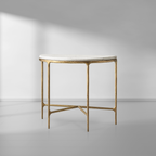 Thaddeus Metal Semi-Circle Marble Console Table Hand-Forged Entryways Entrance Table