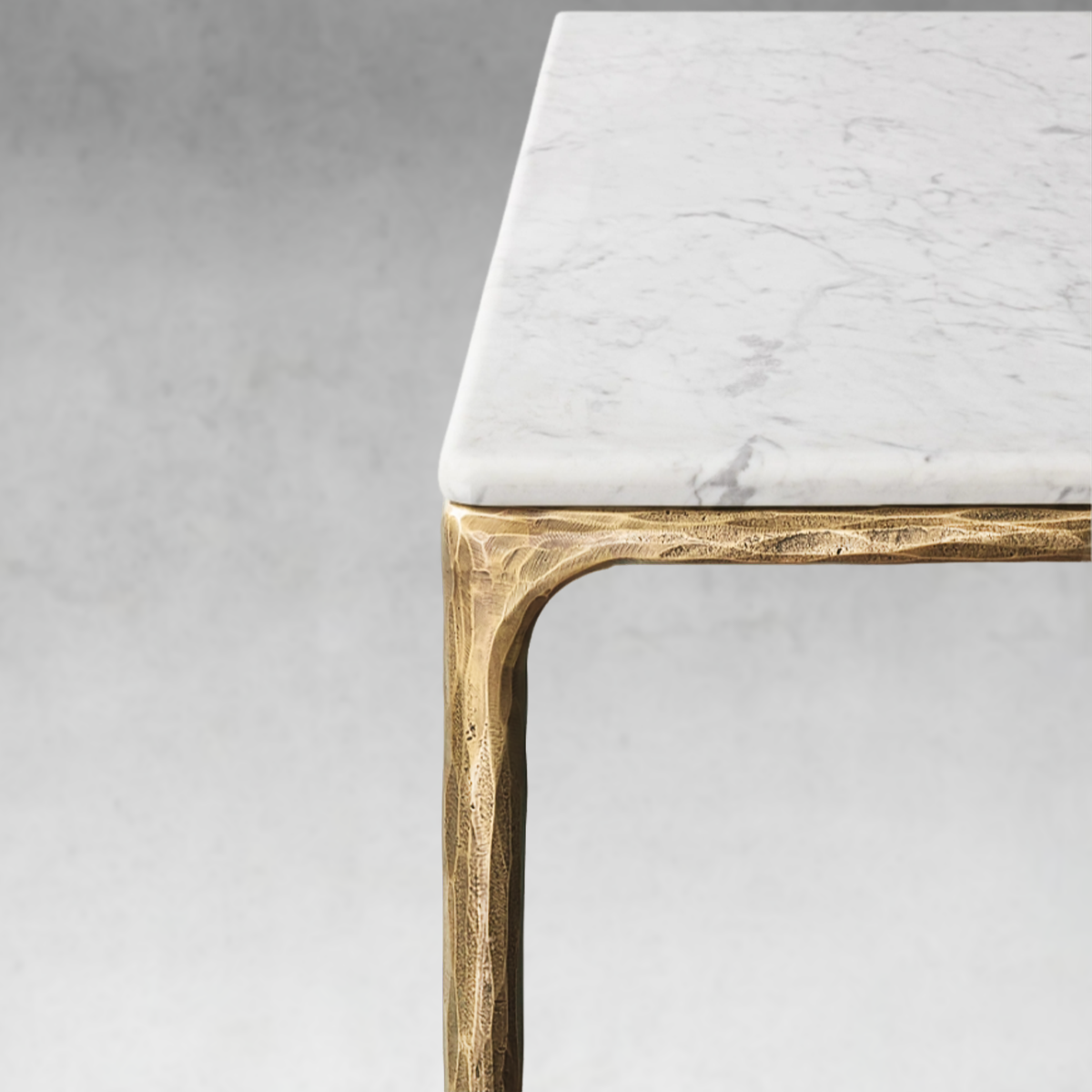 Thaddeus Metal Marble Rectangular Dining Table Hand-Forged Kitchen Table
