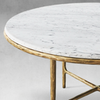 Thaddeus Metal Marble Round Dining Table Hand-Forged Kitchen Table