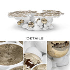 Luxury Sculptural Coffee Table with Gold Sphere Base & Black Glass Top