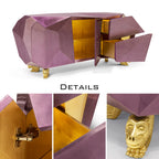 Luxury Diamond-Inspired Sideboard Cabinet with Black Gold Finish & Hidden Storage