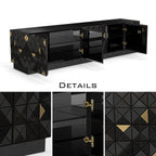 Luxury Walnut Media Console with Pixel-Inspired Design & Hidden Storage