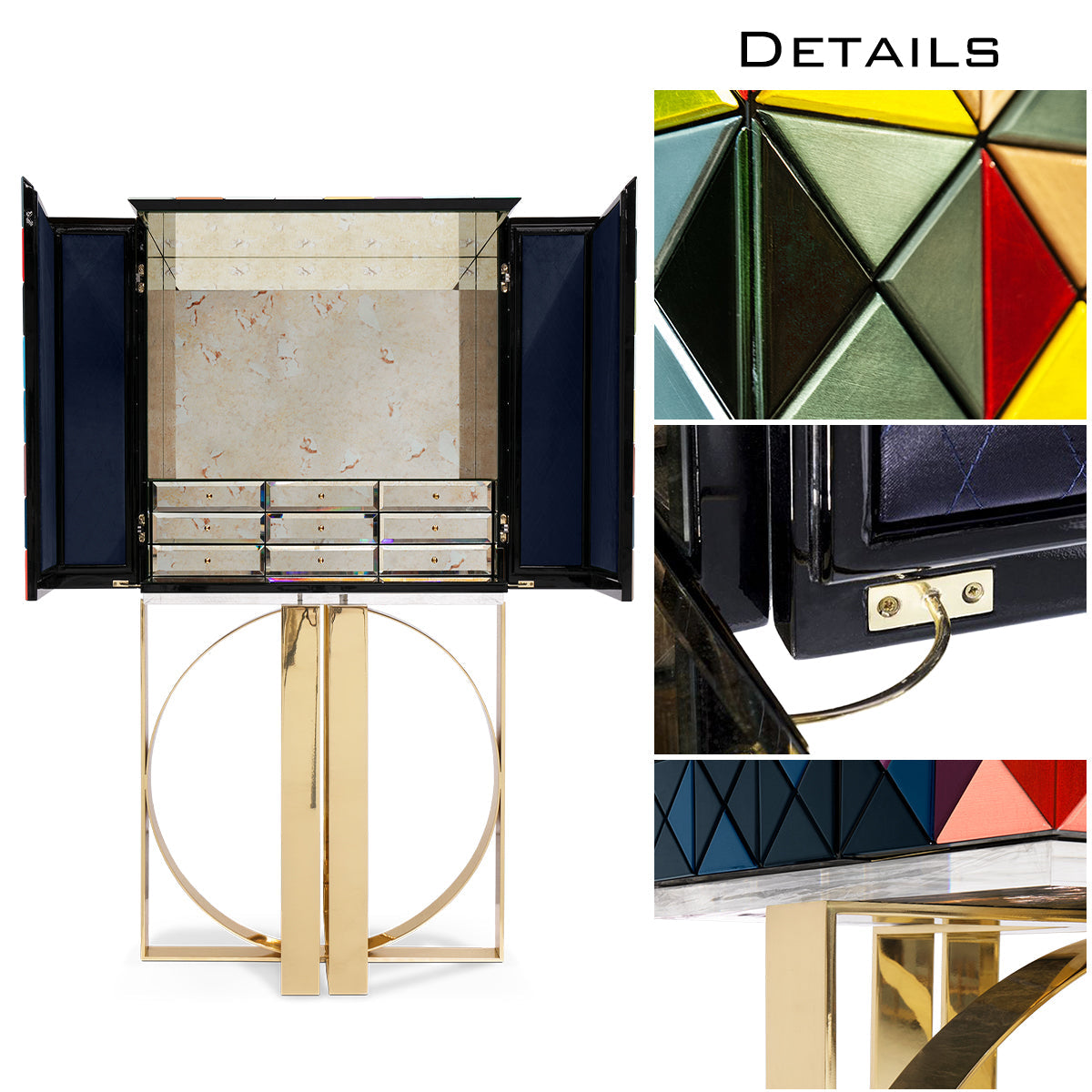 Luxury Geometric Bar Cabinet with Pixel-Inspired Design & Hidden Storage